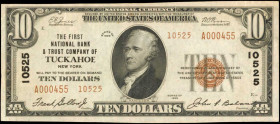Tuckahoe, New York. 1929 Ty. 2 $10 Fr. 1801-2. The First NB & TC. Charter #10525. Choice Very Fine.

Dark brown overprints stand out on this Type 2 ...