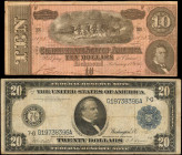 Lot of (2). Confederate Note & Federal Reserve Note. $10 & $20. 1864 & 1914. Fine.

Included in this lot are an 1864 $10 and a 1914 $20 from the Chi...