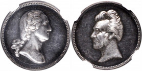 Undated (ca. 1862) Washington / Jackson Medalet. Paquet P Obverse - Paquet Jackson Reverse. Musante GW-448, Baker-223A, Julian PR-29. Silver. MS-63 DP...