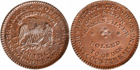 New York--New York. Undated (1837) James G. Moffett. HT-295, Low-321, W-NY-800-10a. Rarity-2. Copper. Plain Edge. MS-63 BN (PCGS).

28.5 mm.

Esti...