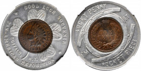 1901 Pan-American Exposition Encased 1901 Indian Cent Lucky Penny Pocket Piece. L-EC01D. MS-62 (NGC).

38 mm.

Estimate: USD 200