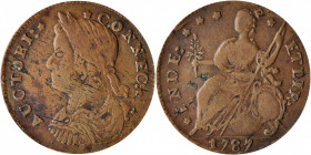 1787 Connecticut Copper. Miller 30-hh.1, W-3175. Rarity-2. Draped Bust Left, ETLIR. Very Fine, Light Reverse Verdigris.

141.98 grains.

PCGS# 685...