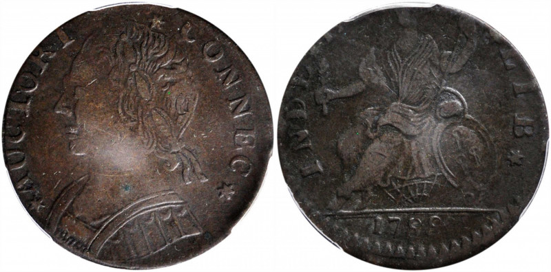 1788 Connecticut Copper. Miller 11-G, W-4510. Rarity-2. Mailed Bust Left. VF-35 ...