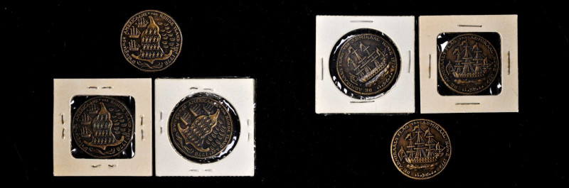 Lot of (3) "1778-1779" Rhode Island Ship Medals. Horace M. Grant Restrike from C...