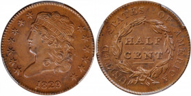 1829 Classic Head Half Cent. MS-63 BN (PCGS).

PCGS# 1153.

From the Collection of Dr. Frances W. Constable.

Estimate: USD 500