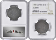 1797 Draped Bust Cent. Reverse of 1795, Gripped Edge. AG-3 BN (NGC).

PCGS# 1416. NGC ID: 223Y.

Estimate: USD 200