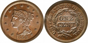 1852 Braided Hair Cent. MS-64 BN (NGC).

PCGS# 1898. NGC ID: 226J.

Estimate: USD 275