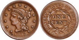 1852 Braided Hair Cent. Extremely Fine, Rough.

PCGS# 1898. NGC ID: 226J.

Estimate: USD 100