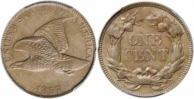 1857 Flying Eagle Cent. Type of 1857. AU-55 (PCGS).

PCGS# 2016. NGC ID: 2276....