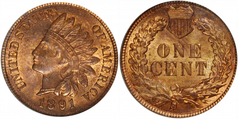 1891 Indian Cent. MS-64 RB (PCGS). OGH.

PCGS# 2179. NGC ID: 228K.

Estimate...