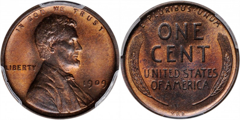 1909 Lincoln Cent. V.D.B. MS-65 RB (PCGS).

PCGS# 2424. NGC ID: 22AZ.

Estim...