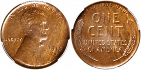 1915-S Lincoln Cent. MS-64 BN (PCGS). CAC.

PCGS# 2483. NGC ID: 22BM.

Estimate: USD 350