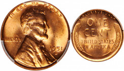 Lot of (10) 1951-D Lincoln Cents. MS-65 RD (PCGS).

PCGS# 2791. NGC ID: 22F4.

Estimate: USD 100