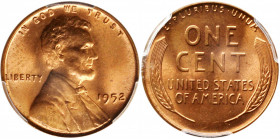 1952 Lincoln Cent. MS-66 RD (PCGS).

PCGS# 2797. NGC ID: 22F6.

Estimate: USD 100