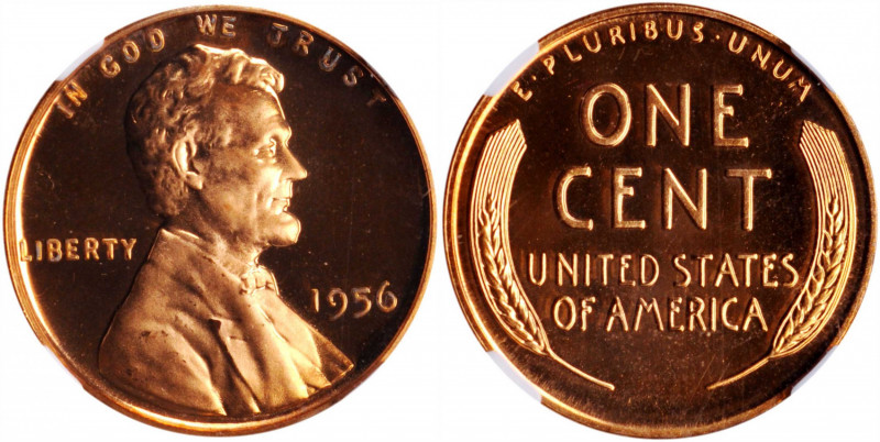 1956 Lincoln Cent. Proof-67 RD Ultra Cameo (NGC).

PCGS# 93377. NGC ID: 22LG....