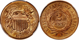 1865 Two-Cent Piece. Plain 5. MS-64 RD (PCGS).

PCGS# 38249.

Estimate: USD 700