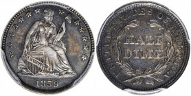 1859 Liberty Seated Half Dime. AU-53 (PCGS).

PCGS# 4371. NGC ID: 233W.

Estimate: USD 100