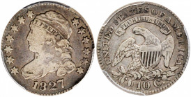 1827 Capped Bust Dime. Pointed Top 1 in 10 C. Fine-15 (PCGS).

PCGS# 4504. NGC ID: 2375.

Estimate: USD 100