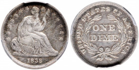 1838 Liberty Seated Dime. Fortin-109. Large Stars. Partial Drapery. EF-40 (PCGS).

PCGS# 537664.

Estimate: USD 260