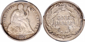 1862-S Liberty Seated Dime. Fortin-102. VF-35 (PCGS).

PCGS# 538198.

Estimate: USD 500
