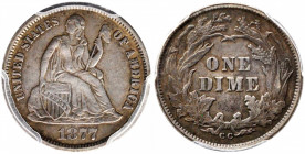 1877-CC Liberty Seated Dime. EF-45 (PCGS).

PCGS# 4683. NGC ID: 23AM.

Estimate: USD 100