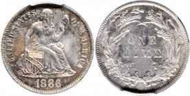 1886 Liberty Seated Dime. Fortin-116. Unc Details--Cleaned (PCGS).

PCGS# 538716.

Estimate: USD 105