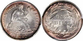 1887 Liberty Seated Dime. MS-63 (PCGS).

PCGS# 4698. NGC ID: 23B5.

Estimate: USD 100