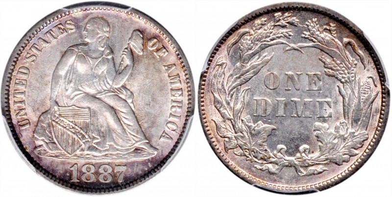 1887 Liberty Seated Dime. Fortin-113. MS-62 (PCGS).

PCGS# 538733.

Estimate...