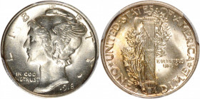 1918-S Mercury Dime. MS-62 (PCGS).

PCGS# 4920. NGC ID: 23H7.

Estimate: USD 175