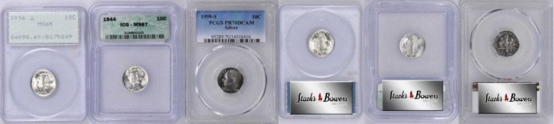 Lot of (3) Certified Mercury and Roosevelt Dimes.

Included are: Mercury: 1936...