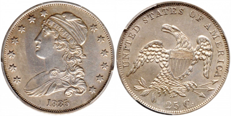 1835 Capped Bust Quarter. AU Details--Environmental Damage (PCGS).

PCGS# 5354...