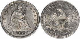 1853 Liberty Seated Quarter. Arrows and Rays. AU-50 (PCGS).

PCGS# 5426. NGC ID: 23U4.

Estimate: USD 250