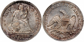 1855 Liberty Seated Quarter. Arrows. AU-58 (PCGS).

PCGS# 5435. NGC ID: 23U8.

Estimate: USD 300