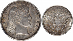 1892-O Barber Quarter. Type II Reverse. EF-45 (PCGS).

PCGS# 5602. NGC ID: 23XU.

Estimate: USD 100