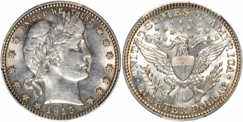 1915 Barber Quarter. AU-58 (PCGS).

PCGS# 5670. NGC ID: 2422.

Estimate: USD...