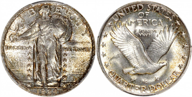 1924 Standing Liberty Quarter. MS-65 (PCGS).

PCGS# 5746. NGC ID: 243L.

Est...