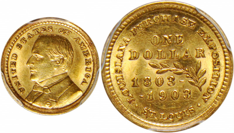 1903 Louisiana Purchase Exposition Gold Dollar. McKinley Portrait. MS-62 (PCGS)....