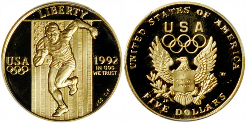 1992-W XXV Olympiad Gold $5. Proof-69 Deep Cameo (PCGS).

PCGS# 9926. NGC ID: ...