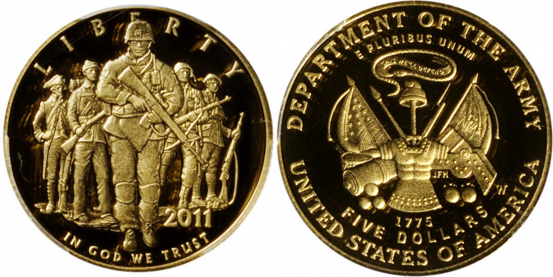2011-W U.S. Army Gold $5. Proof-70 Deep Cameo (PCGS).

PCGS# 506172.

Estima...