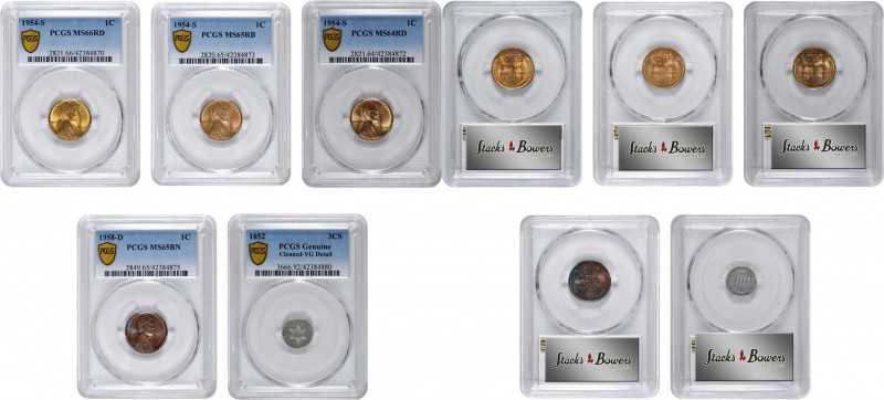 Lot of (5) Lincoln Cents and Silver Three-Cent Pieces. (PCGS).

Included are: ...
