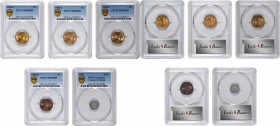 Lot of (5) Lincoln Cents and Silver Three-Cent Pieces. (PCGS).

Included are: Lincoln Cents: 1954-S MS-66 RD; 1954-S MS-65 RB; 1954-S MS-64 RD; 1958...