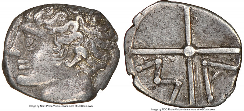 GAUL. Massalia. Ca. 1st century BC. AR obol (10mm, 11h). NGC VF, scratches. Ca. ...