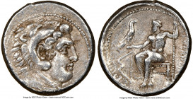 MACEDONIAN KINGDOM. Alexander III the Great (336-323 BC). AR tetradrachm (26mm, 1h). NGC VF, countermark. Lifetime issue of Salamis, 332-323 BC. Head ...