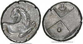 THRACE. Chersonesus. Ca. 4th century BC. AR hemidrachm (14mm). NGC XF. Forepart of lion right, head reverted / Quadripartite incuse square, grape bunc...