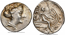 EUBOEA. Histiaea. Ca. 3rd-2nd centuries BC. AR tetrobol (16mm, 10h). NGC Choice XF. Head of nymph right, wearing vine-leaf crown, earring and necklace...