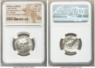 ATTICA. Athens. Ca. 455-440 BC. AR tetradrachm (24mm, 17.20 gm, 12h). NGC AU 5/5 - 5/5. Early transitional issue. Head of Athena right, wearing creste...