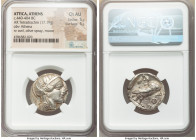ATTICA. Athens. Ca. 440-404 BC. AR tetradrachm (24mm, 17.19 gm, 1h). NGC Choice AU 5/5 - 5/5. Mid-mass coinage issue. Head of Athena right, wearing ea...