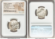 ATTICA. Athens. Ca. 440-404 BC. AR tetradrachm (25mm, 17.19 gm, 7h). NGC Choice AU 5/5 - 4/5. Mid-mass coinage issue. Head of Athena right, wearing ea...