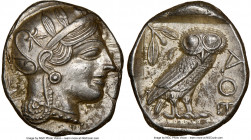 ATTICA. Athens. Ca. 440-404 BC. AR tetradrachm (26mm, 17.21 gm, 12h). NGC Choice AU 5/5 - 3/5. Mid-mass coinage issue. Head of Athena right, wearing e...