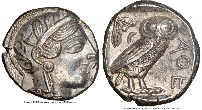 ATTICA. Athens. Ca. 440-404 BC. AR tetradrachm (25mm, 17.17 gm, 8h). NGC Choice ...